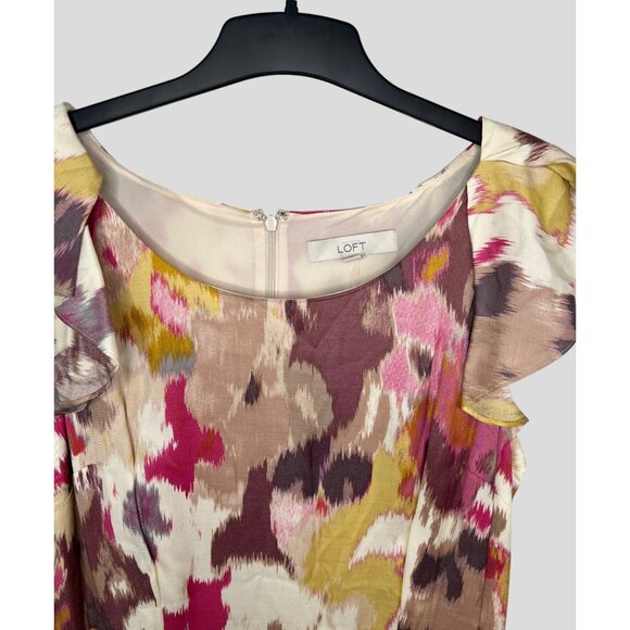 Ann Taylor Loft Womens Multicolor Ruffle Sleeve Dress Size 12 - Picture 10 of 16
